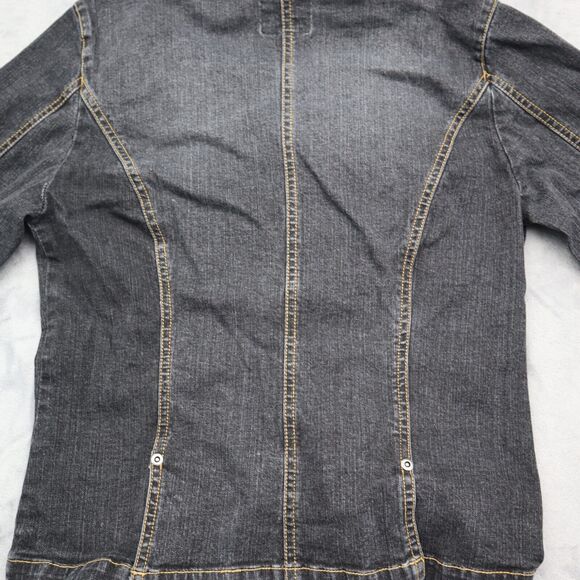 Gloria Vanderbilt Jacket Womens M Black Denim Long Sleeve Two Button Outwear - Picture 15 of 16